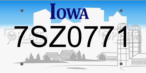 7SZ0771 Iowa License Plate