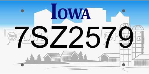 7SZ2579 Iowa License Plate
