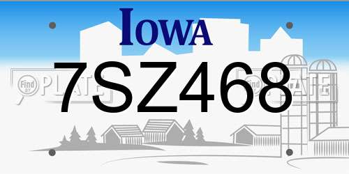 7SZ468 Iowa License Plate