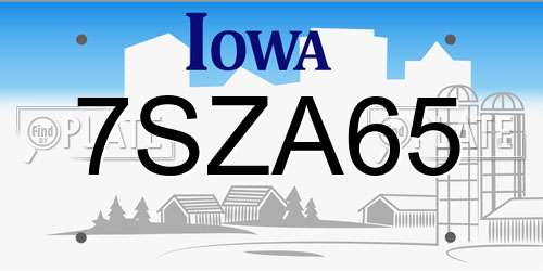 7SZA65 Iowa License Plate