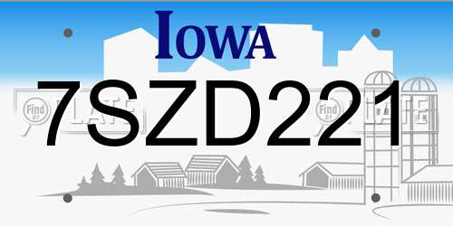 7SZD221 Iowa License Plate