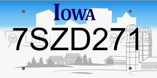 7SZD271 Iowa License Plate