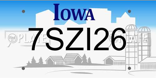 7SZI26 Iowa License Plate
