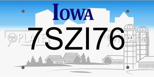 7SZI76 Iowa License Plate