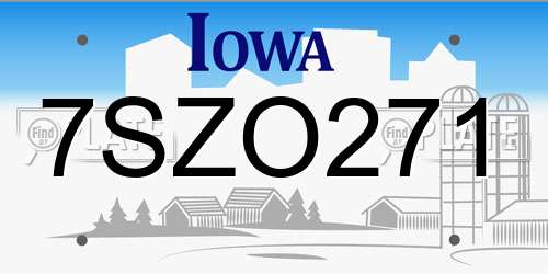 7SZO271 Iowa License Plate