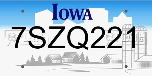 7SZQ221 Iowa License Plate