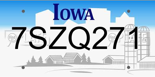 7SZQ271 Iowa License Plate