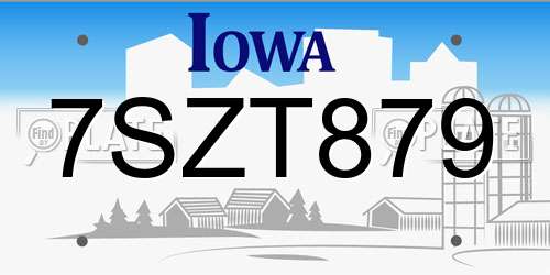 7SZT879 Iowa License Plate