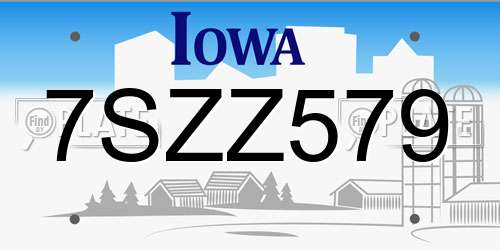 7SZZ579 Iowa License Plate