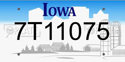 7T11075 Iowa License Plate