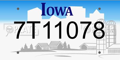 7T11078 Iowa License Plate