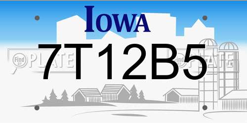 7T12B5 Iowa License Plate