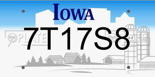 7T17S8 Iowa License Plate
