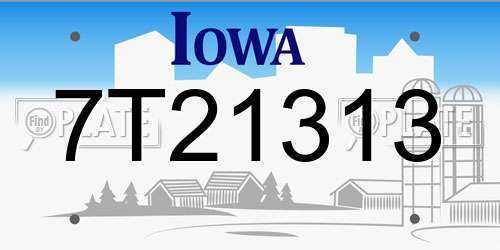 7T21313 Iowa License Plate