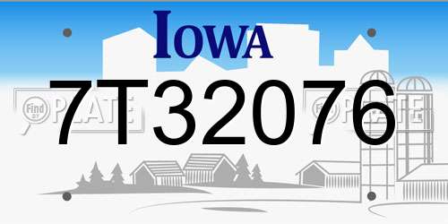 7T32076 Iowa License Plate