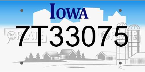 7T33075 Iowa License Plate