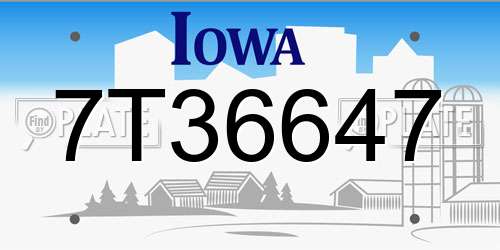 7T36647 Iowa License Plate