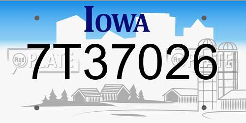 7T37026 Iowa License Plate