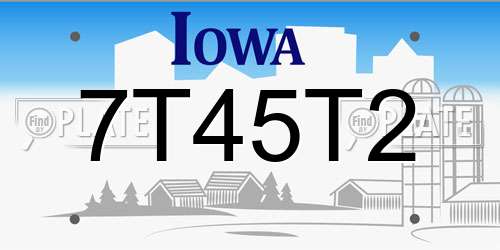7T45T2 Iowa License Plate