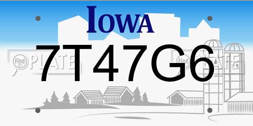 7T47G6 Iowa License Plate