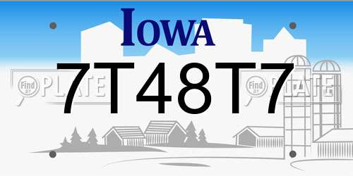 7T48T7 Iowa License Plate