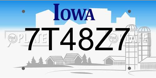 7T48Z7 Iowa License Plate