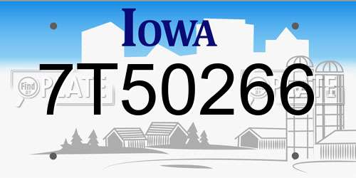 7T50266 Iowa License Plate