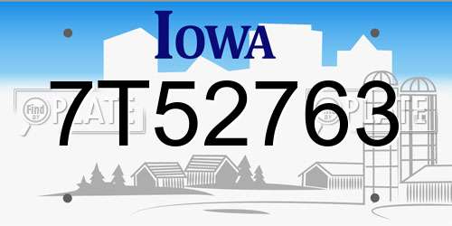 7T52763 Iowa License Plate