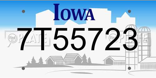 7T55723 Iowa License Plate