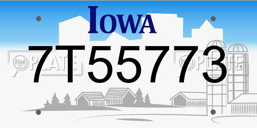 7T55773 Iowa License Plate