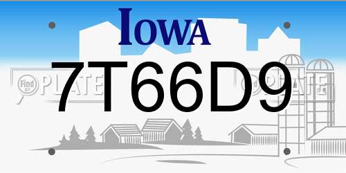 7T66D9 Iowa License Plate