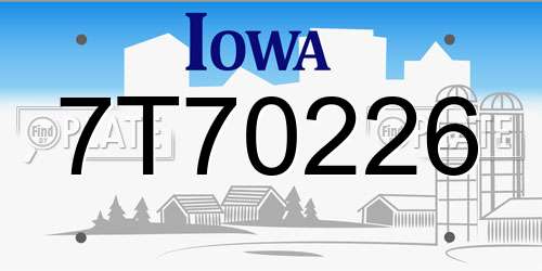 7T70226 Iowa License Plate