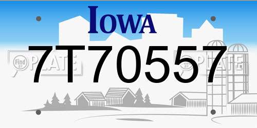 7T70557 Iowa License Plate