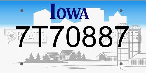 7T70887 Iowa License Plate