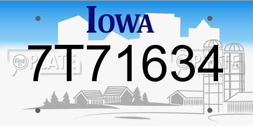 7T71634 Iowa License Plate