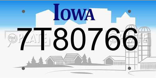 7T80766 Iowa License Plate