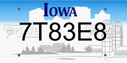 7T83E8 Iowa License Plate
