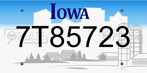 7T85723 Iowa License Plate
