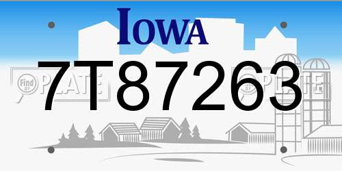 7T87263 Iowa License Plate