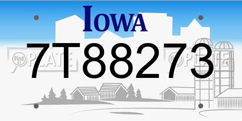 7T88273 Iowa License Plate