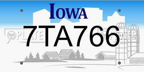 7TA766 Iowa License Plate