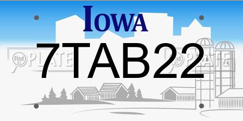 7TAB22 Iowa License Plate