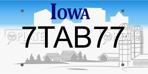 7TAB77 Iowa License Plate