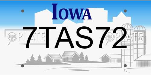 7TAS72 Iowa License Plate