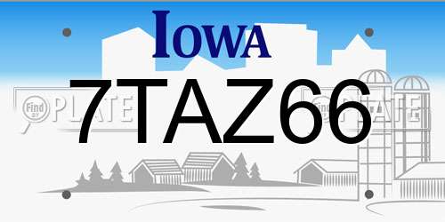 7TAZ66 Iowa License Plate