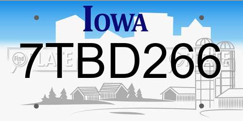 7TBD266 Iowa License Plate
