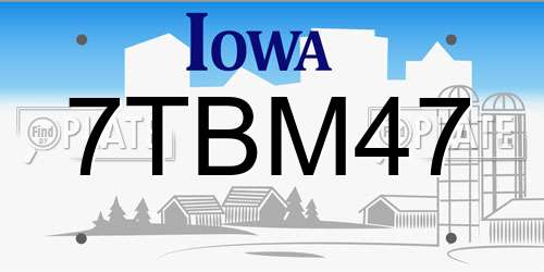 7TBM47 Iowa License Plate