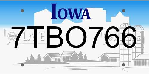 7TBO766 Iowa License Plate