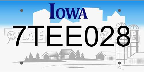 7TEE028 Iowa License Plate