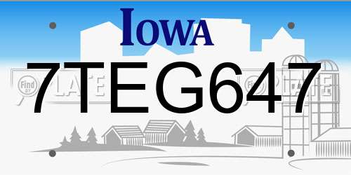 7TEG647 Iowa License Plate